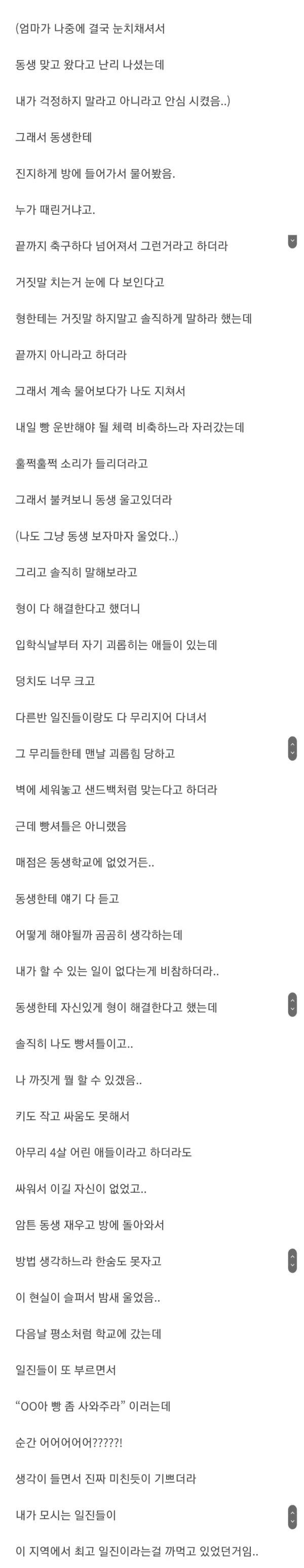 빵셔틀 시킨 일진이 동생 구해준썰